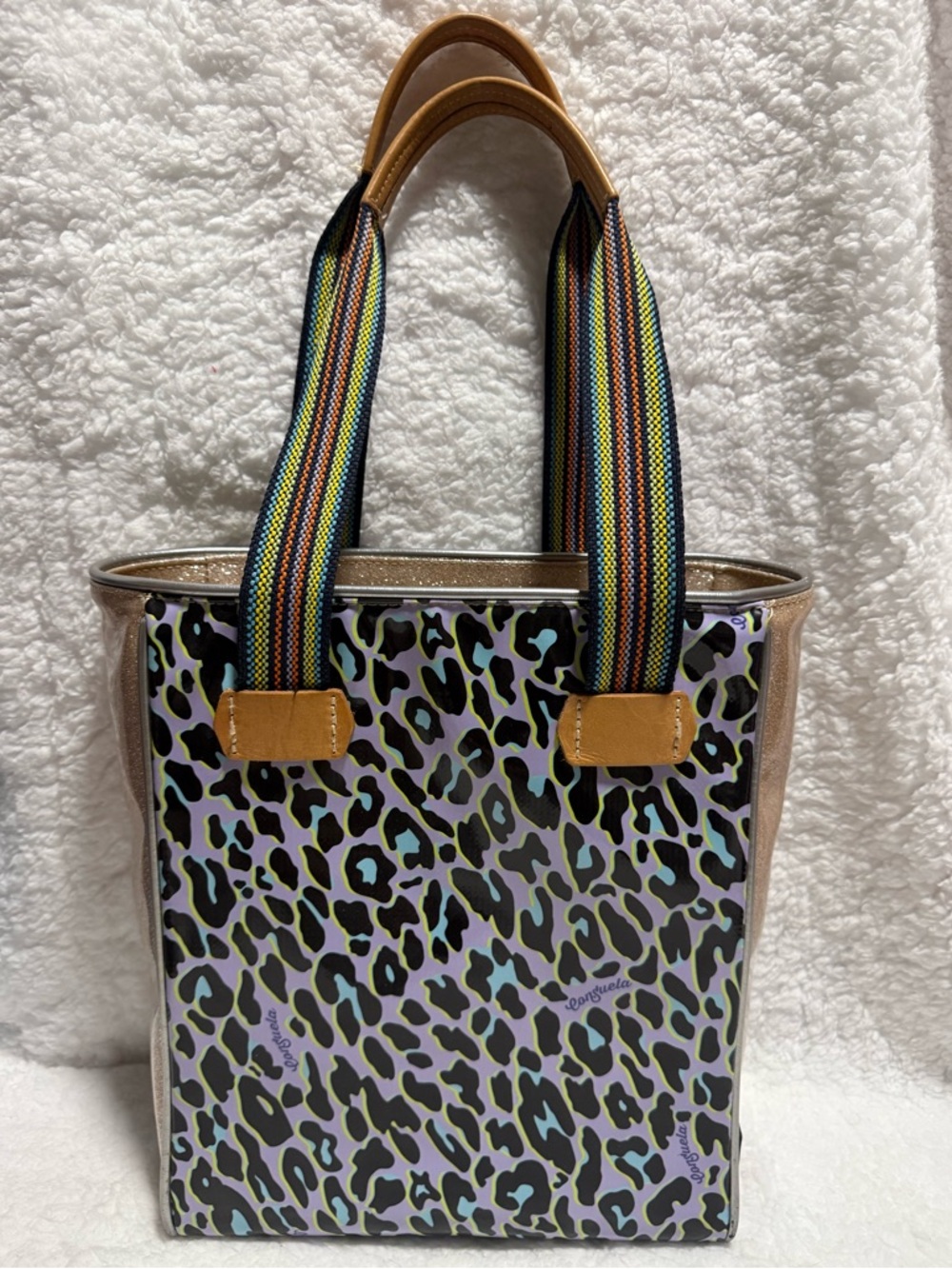 Consuela Dee Dee Leopard Print Chica Tote with Woven Straps - Picture 2 of 13